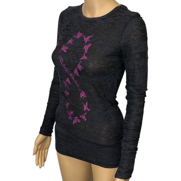 Rue 21 Women's Juniors M Black Purple Sparkle Hakuna Matata Blouse Shirt - Picture 5 of 12